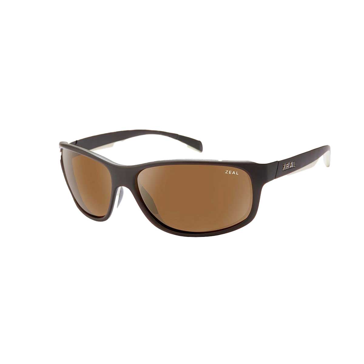 Zeal Caddis Sunglasses Polarized in Matte Brown Khaki with Copper